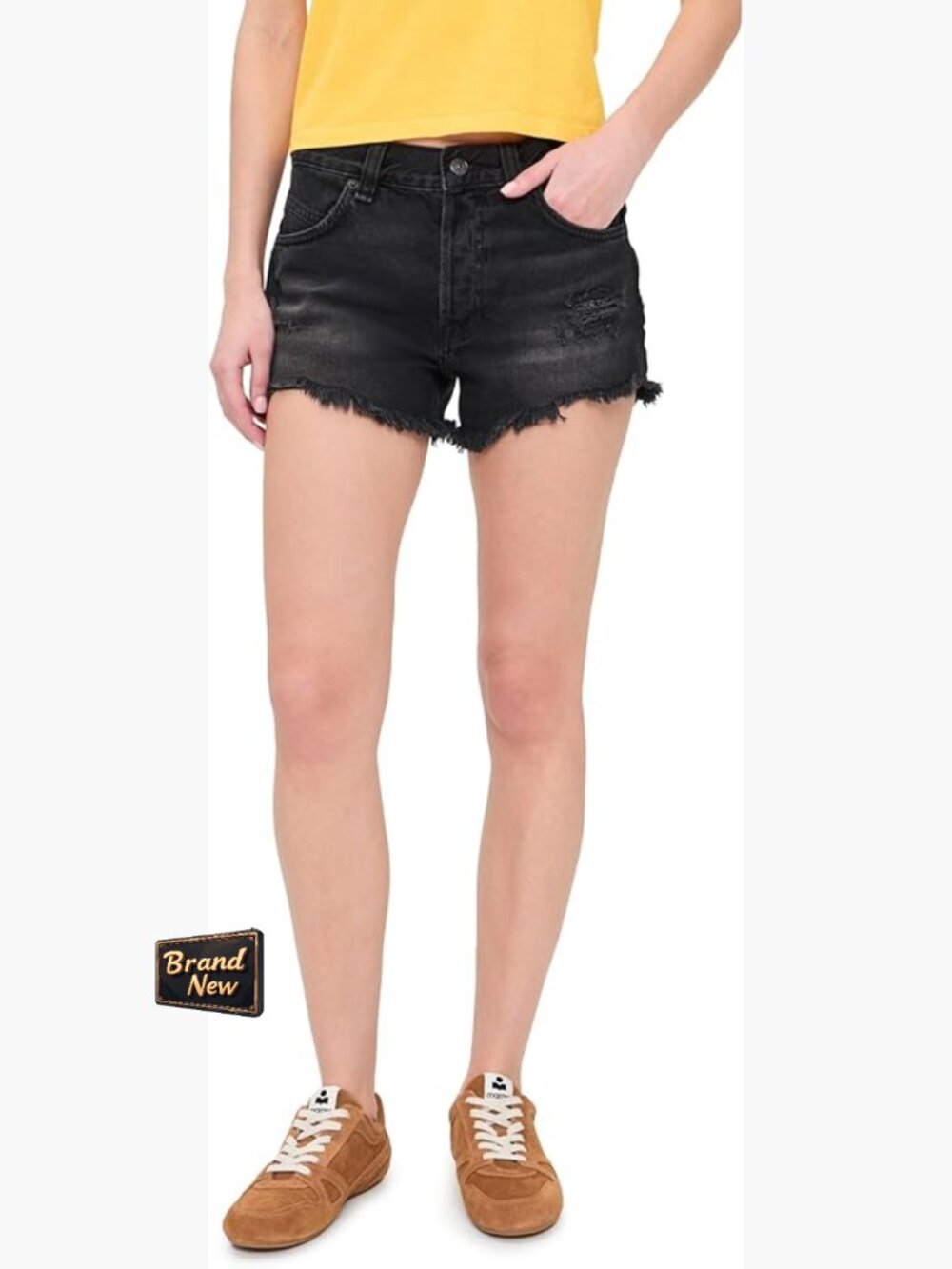 Frayed Hem Denim Shorts High Rise 9.75in Rise 2.75in Inseam
